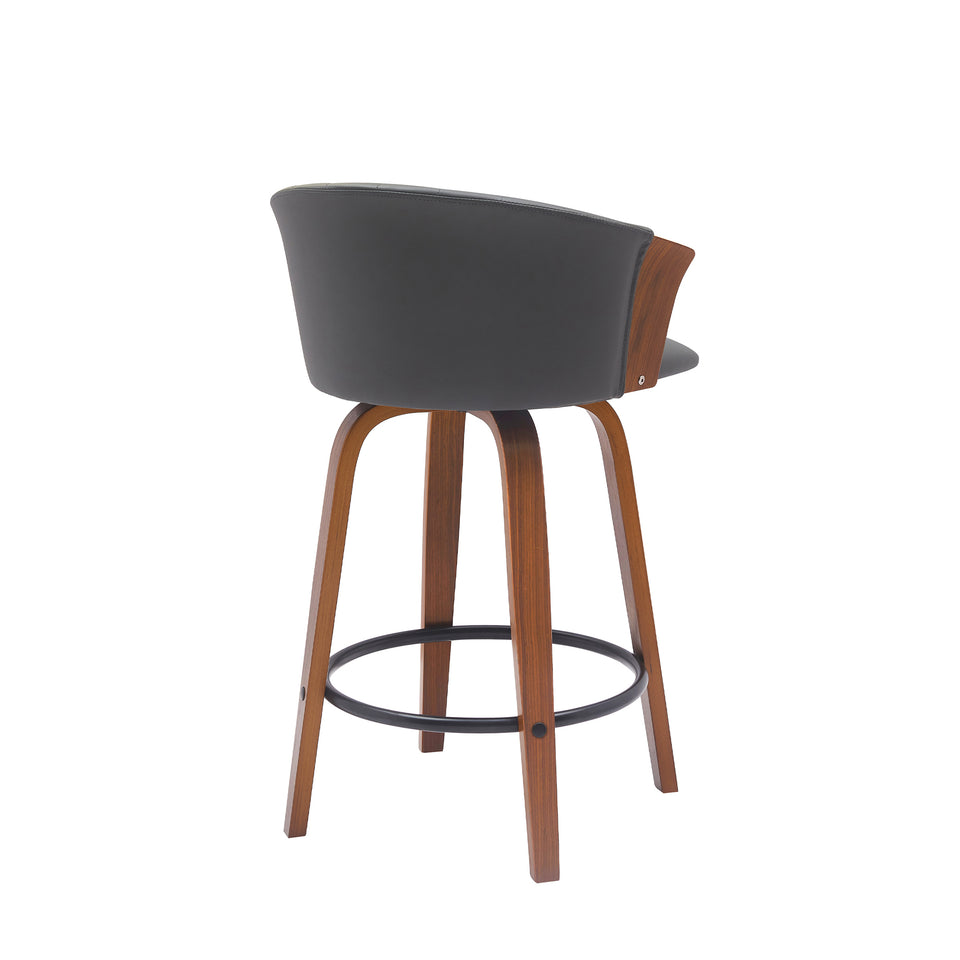 Diana Swivel Walnut Wood Counter Stool