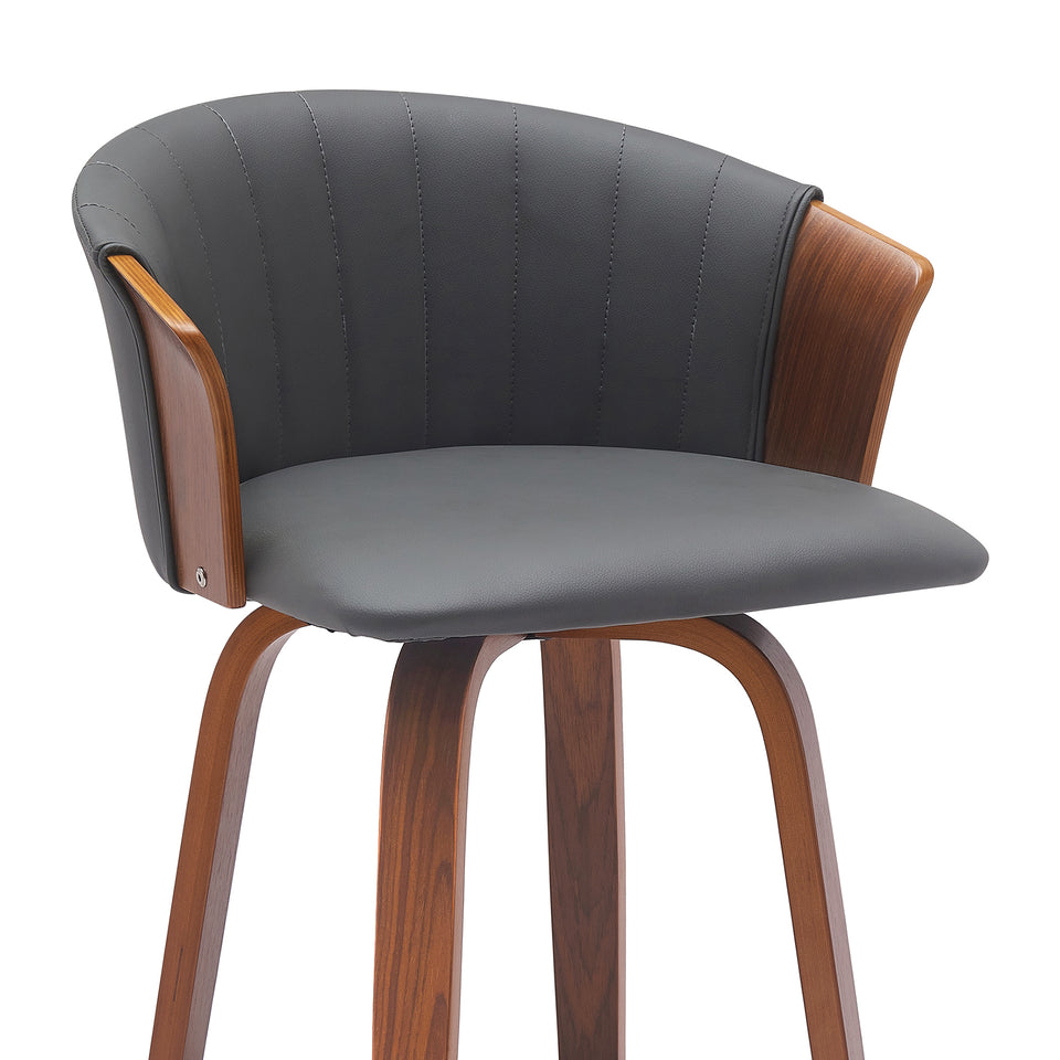 Diana Swivel Walnut Wood Counter Stool