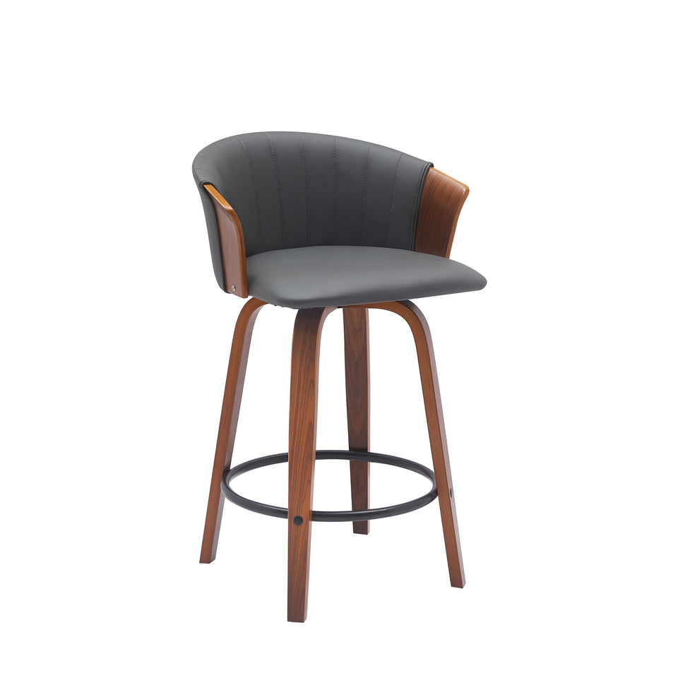 Diana Swivel Walnut Wood Counter Stool