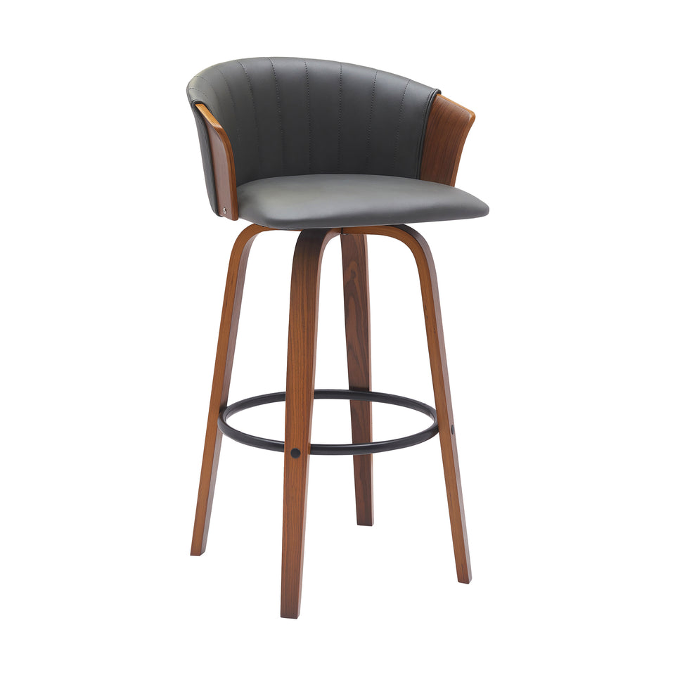 Diana Swivel Walnut Wood Bar Stool