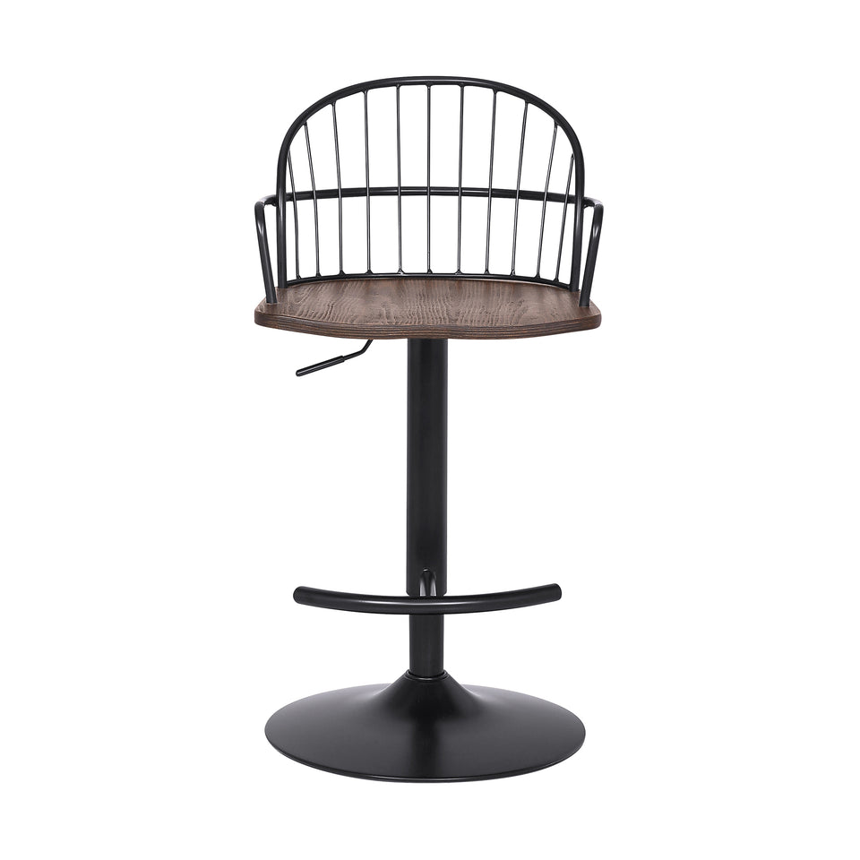 Edward Adjustable Walnut Glazed Barstool