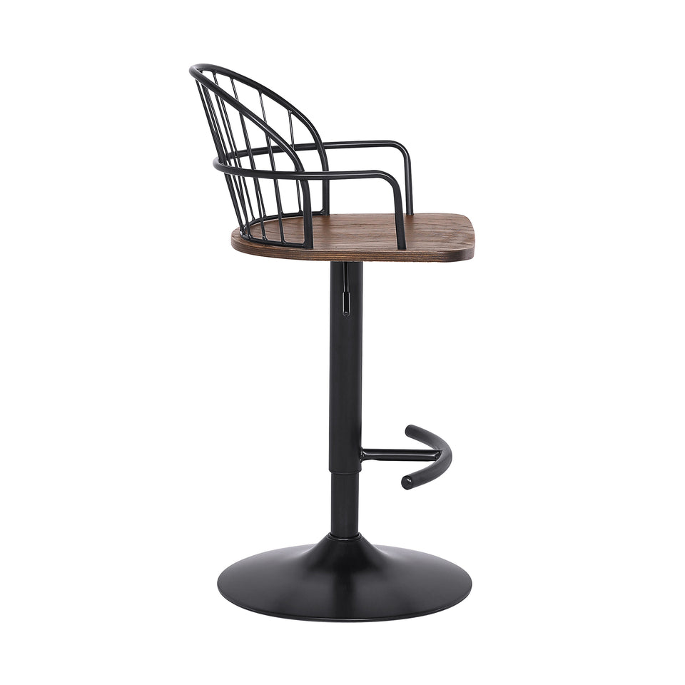 Edward Adjustable Walnut Glazed Barstool