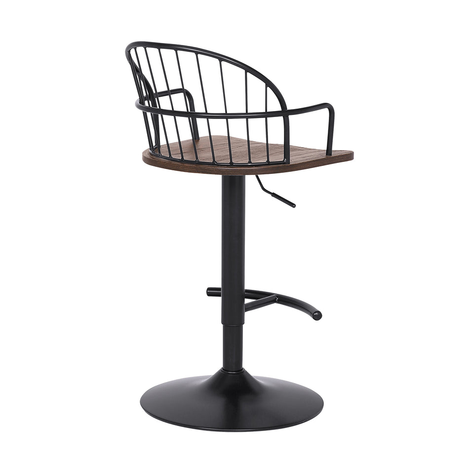 Edward Adjustable Walnut Glazed Barstool