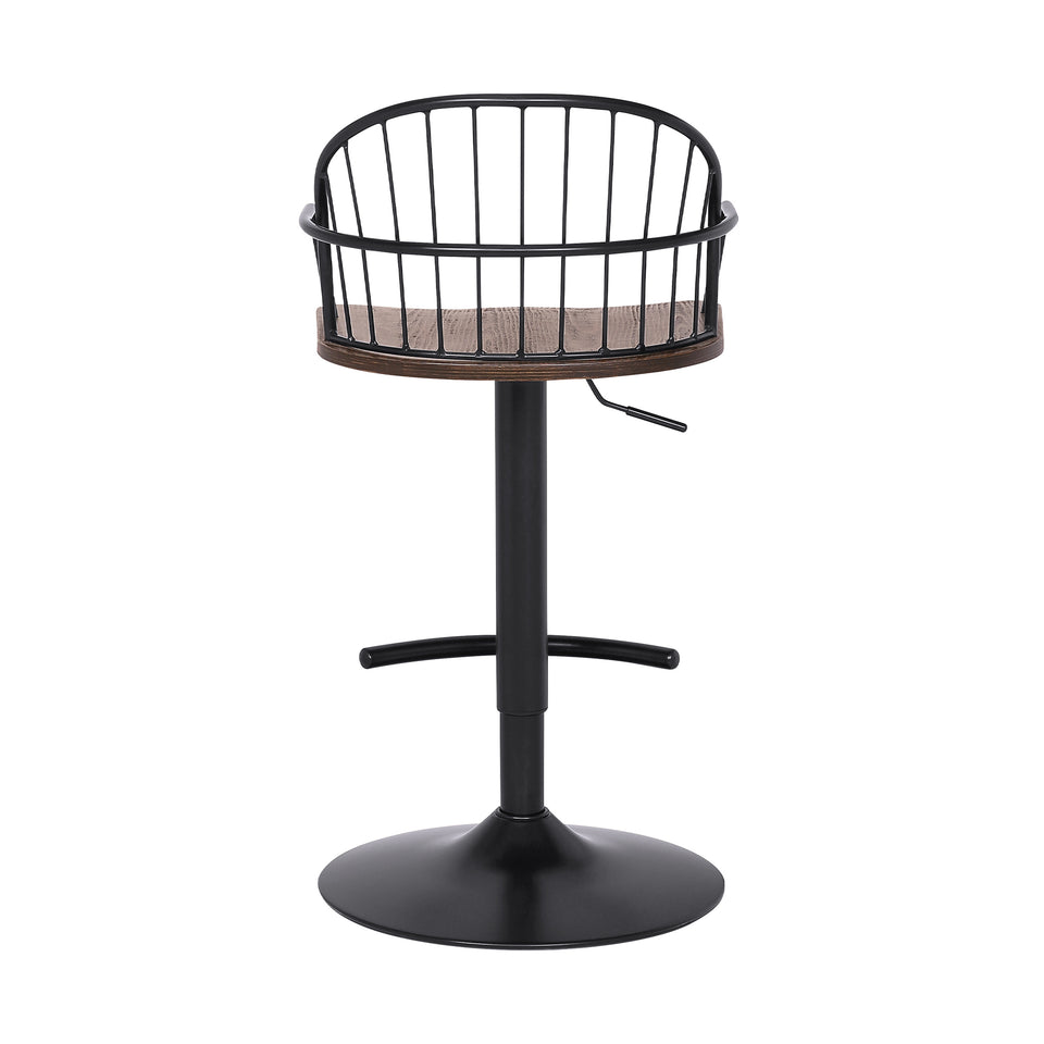 Edward Adjustable Walnut Glazed Barstool