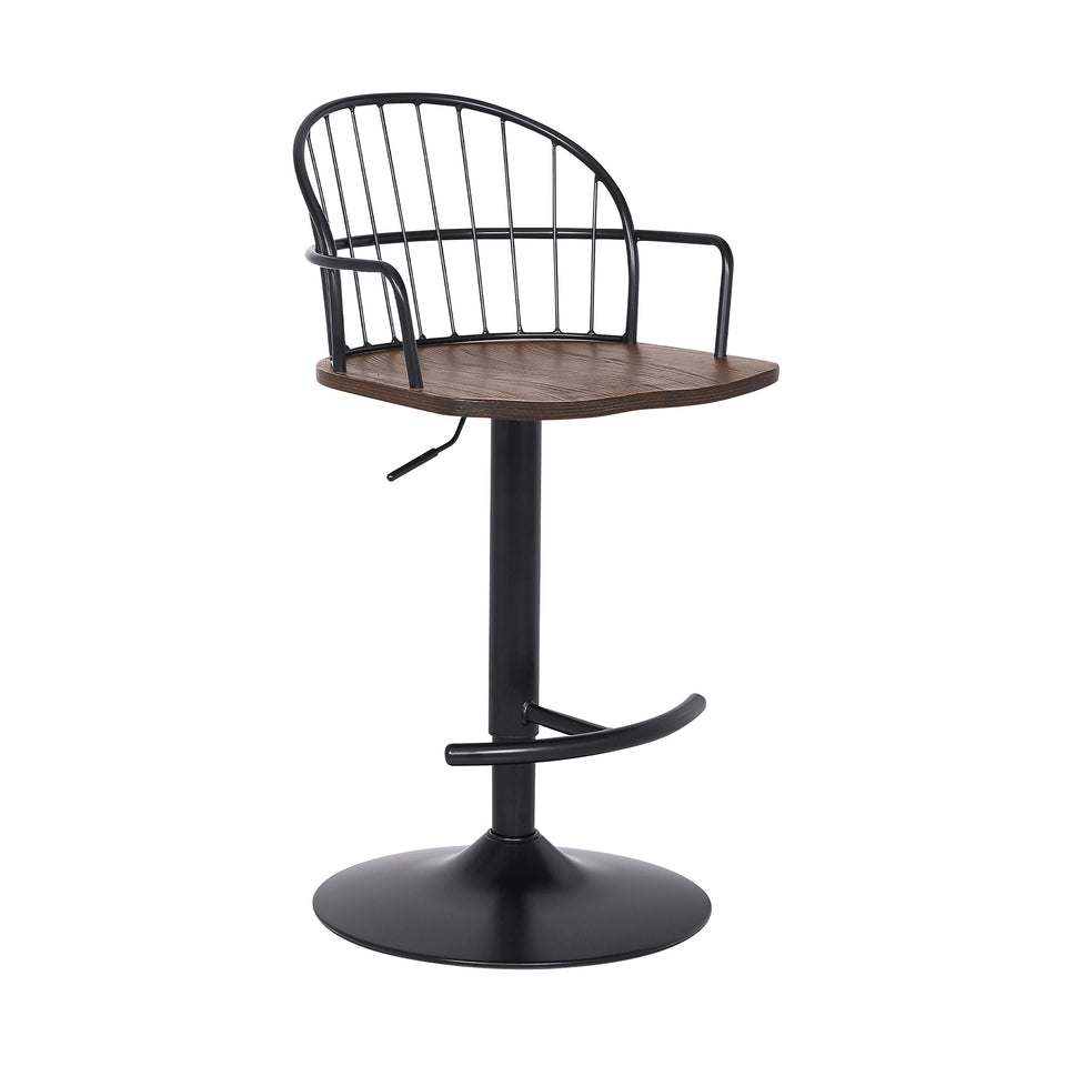 Edward Adjustable Walnut Glazed Barstool