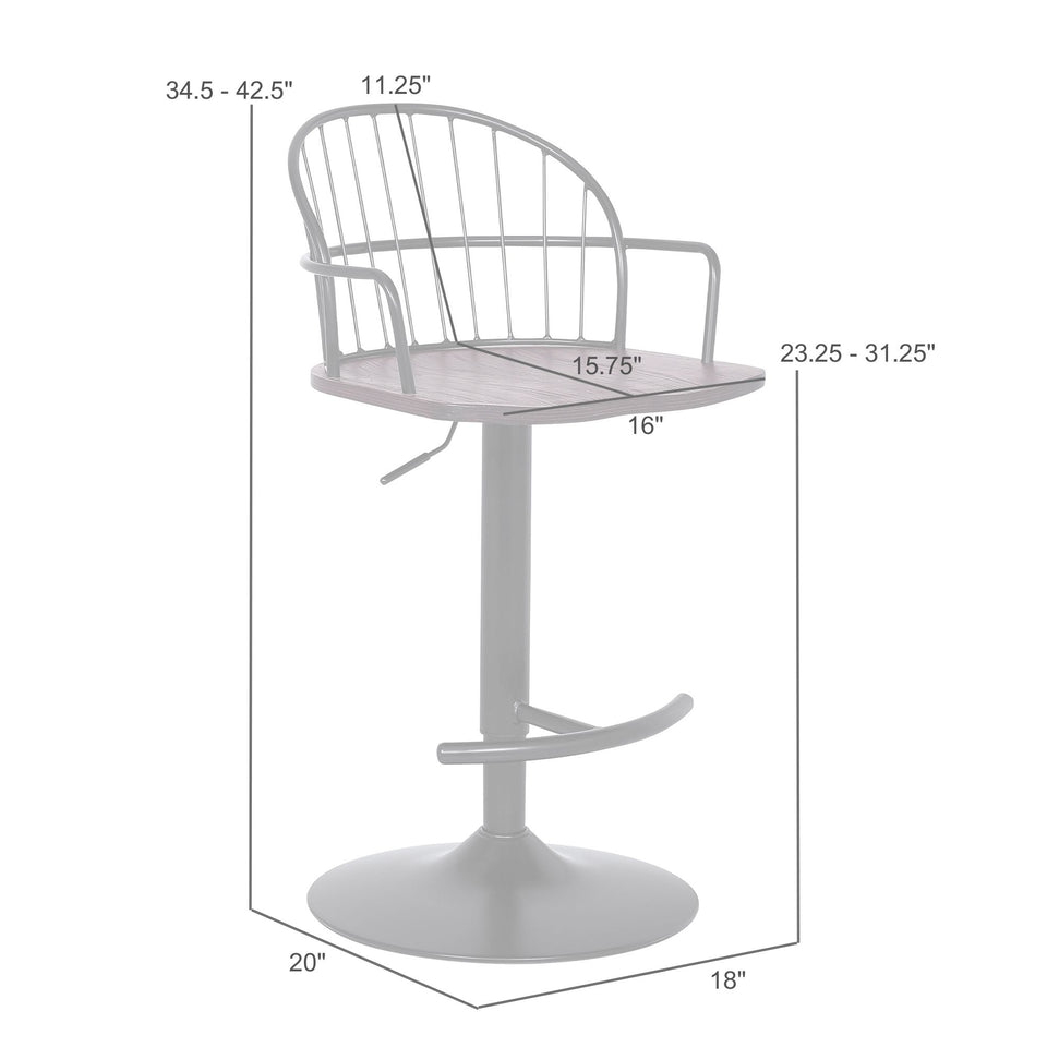 Edward Adjustable Walnut Glazed Barstool