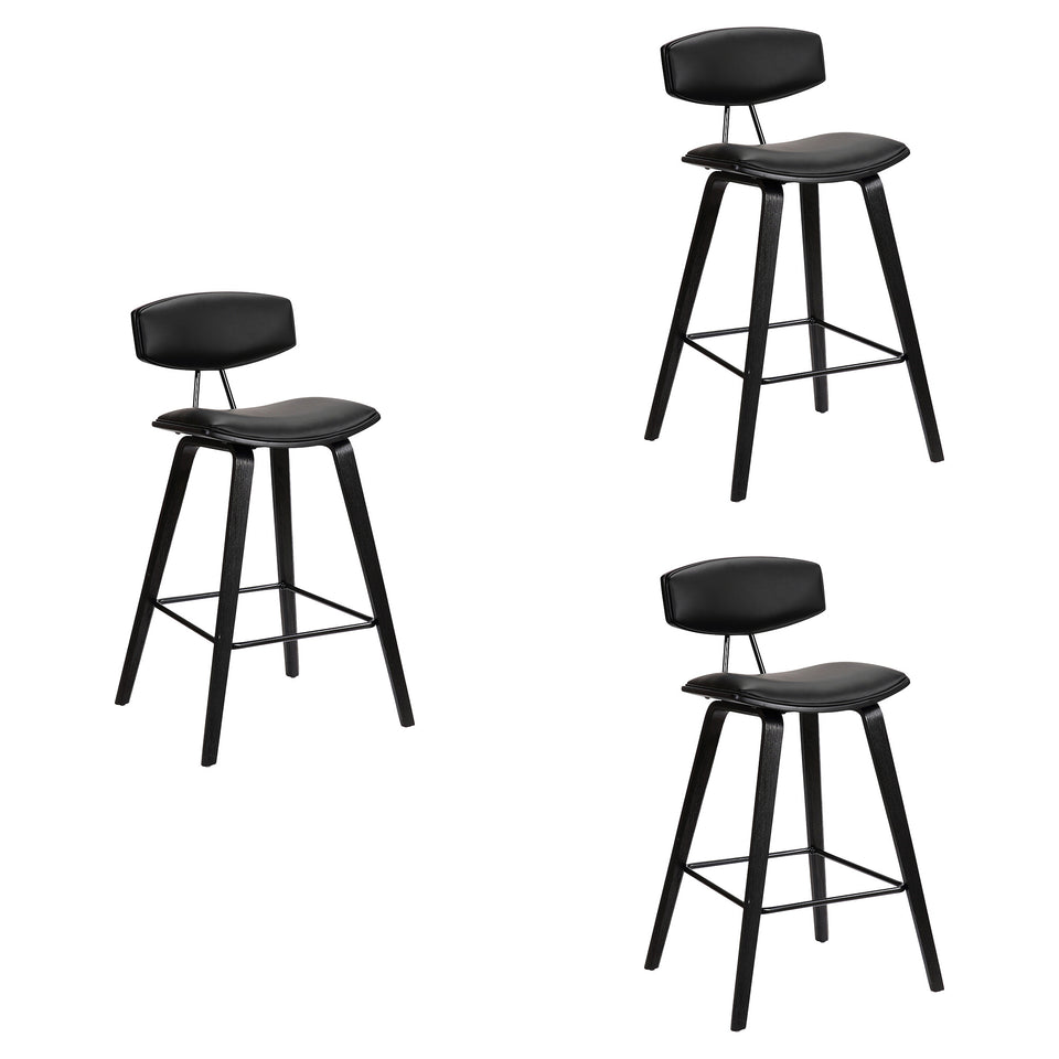 Fox Mid-Century Modern Bar Stool - Set of 3