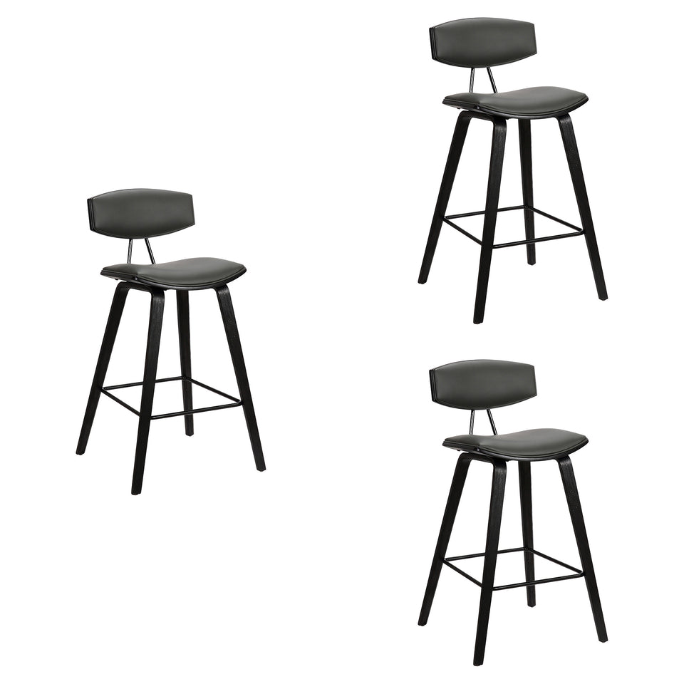 Fox Mid-Century Modern Bar Stool - Set of 3