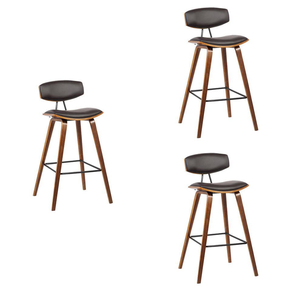 Fox Mid-Century Modern Bar Stool - Set of 3