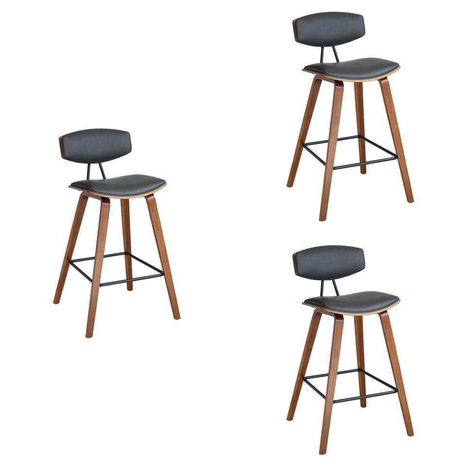 Fox Mid-Century Modern Bar Stool - Set of 3