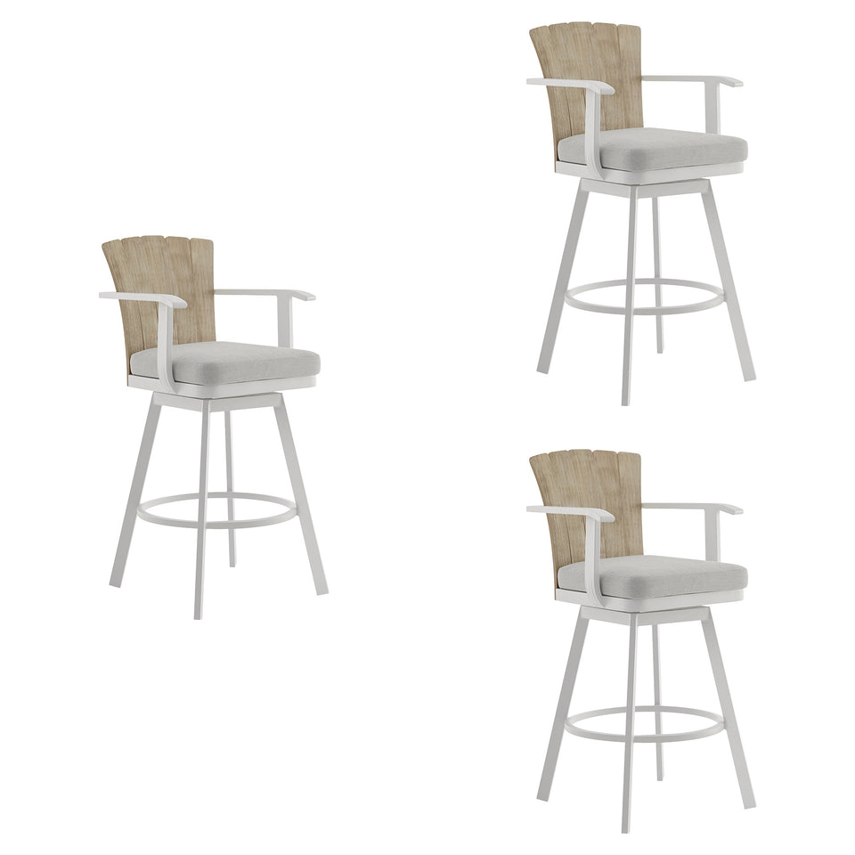 Hazel Outdoor Swivel Counter Stool - Set of 3