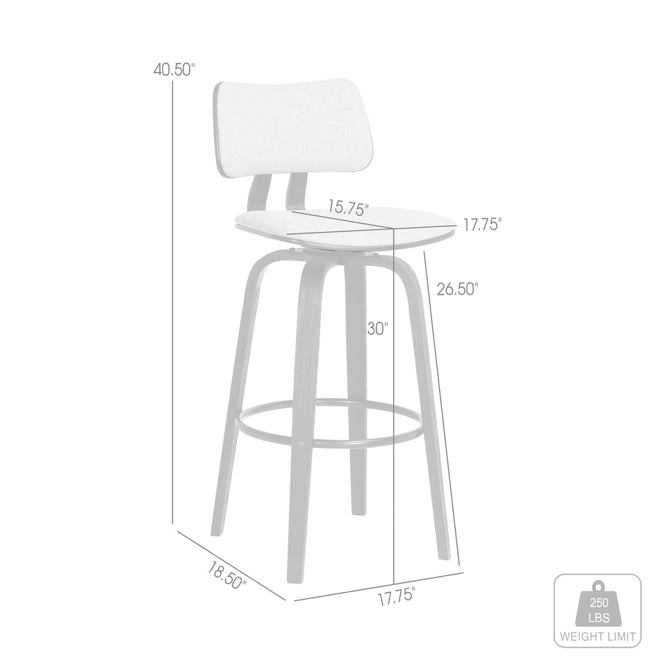 Pico Upholstered Wood Swivel Bar Stool