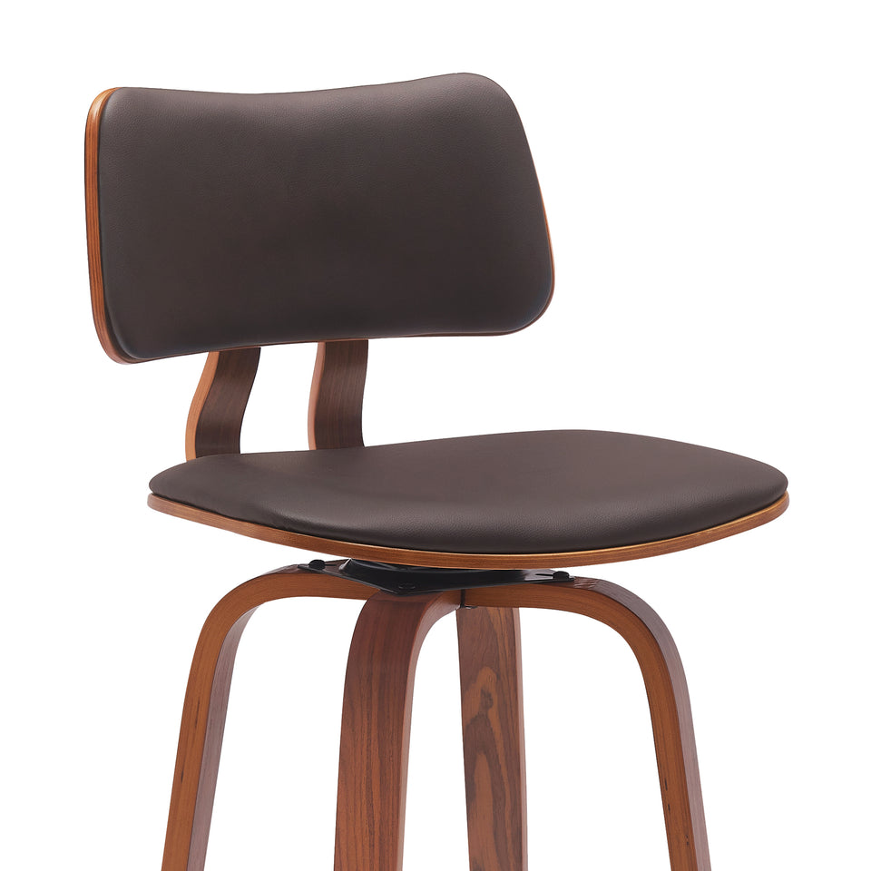 Pico Upholstered Wood Swivel Bar Stool