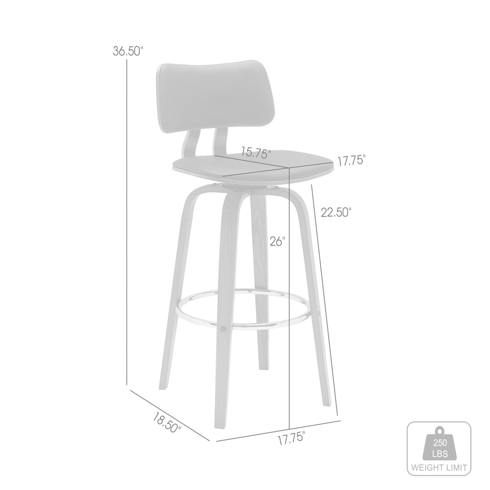 Pico Upholstered Wood Swivel Bar Stool