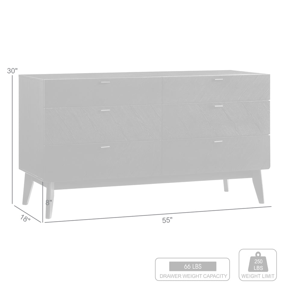 Petra 6 Drawer Wood Dresser