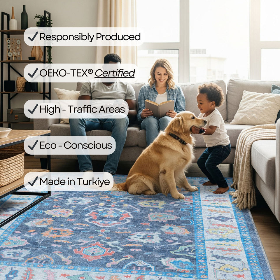 Adeline Pastel Blue Modern Oushak Rug
