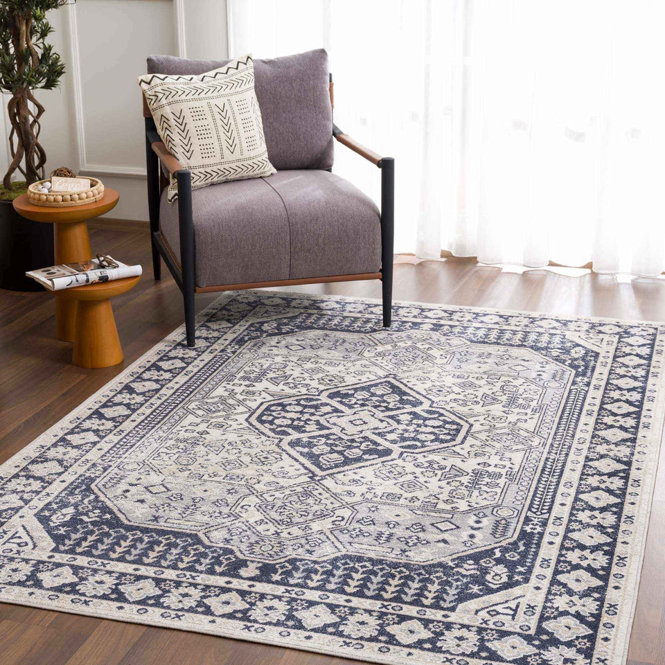 Cabacungan Cream & Gray Washable Area Rug - Clearance