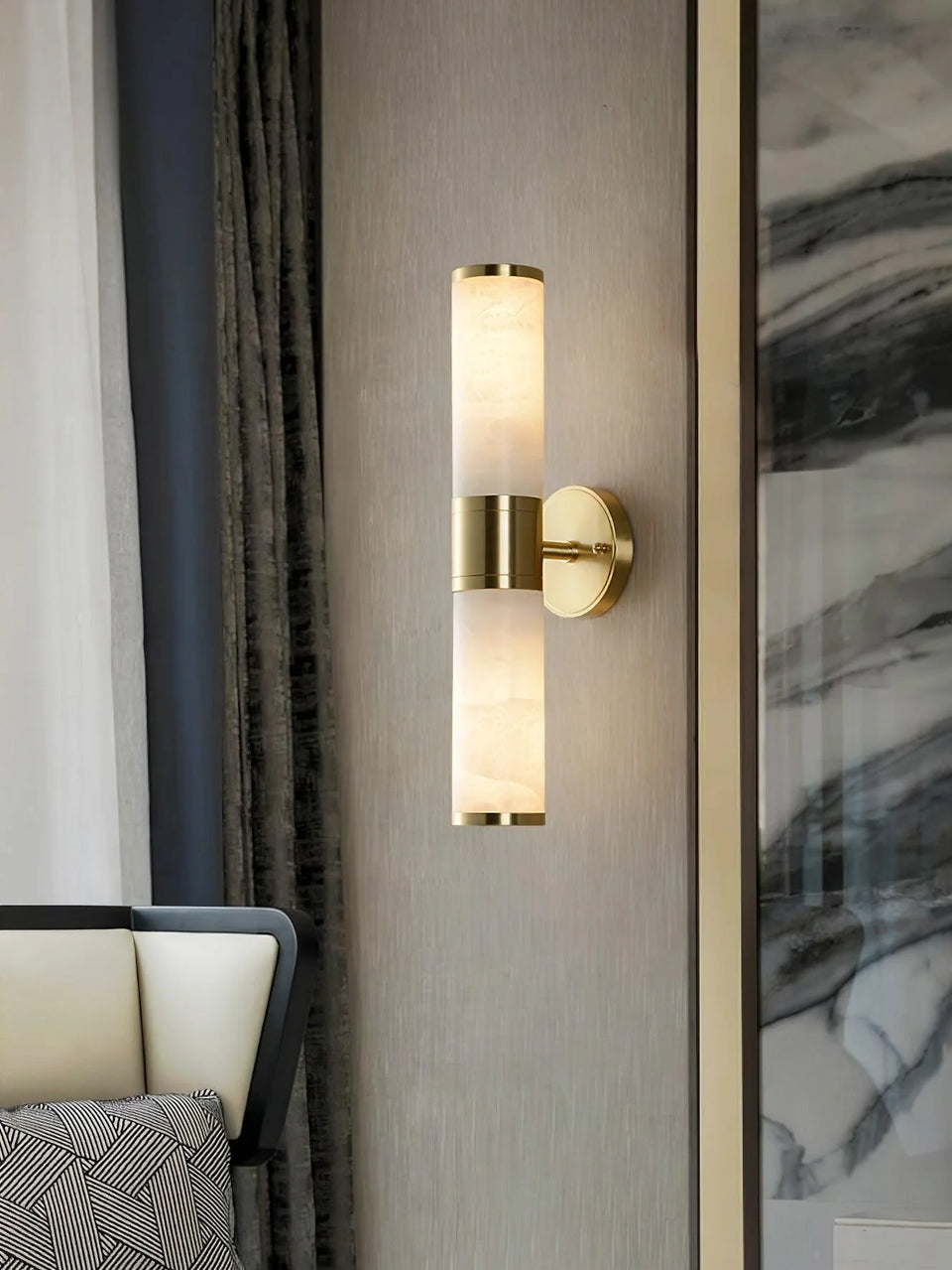 Alabaster Lampatron Cylindrical Wall Lamp