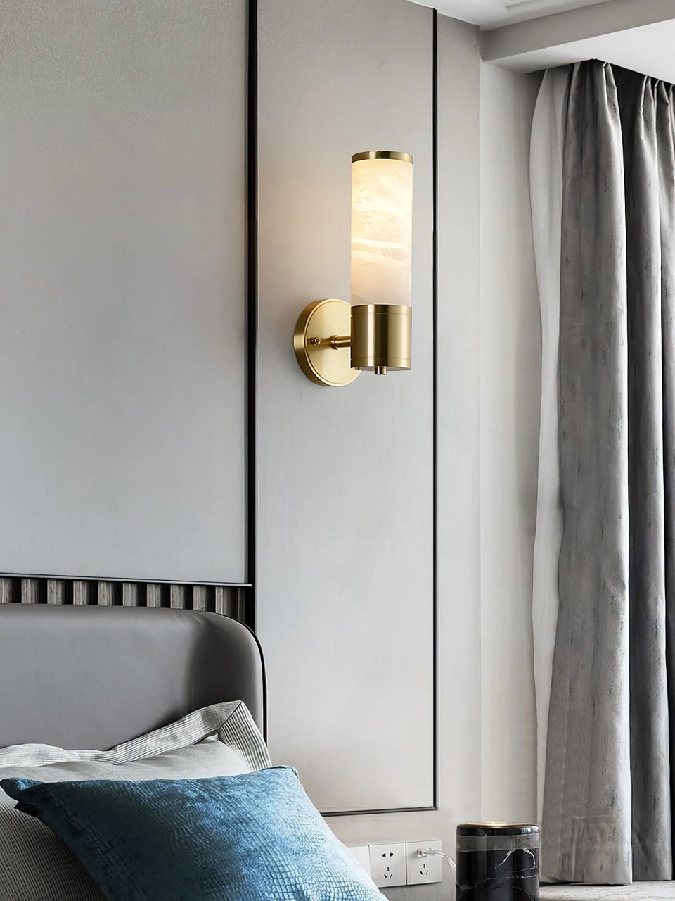 Alabaster Lampatron Cylindrical Wall Lamp