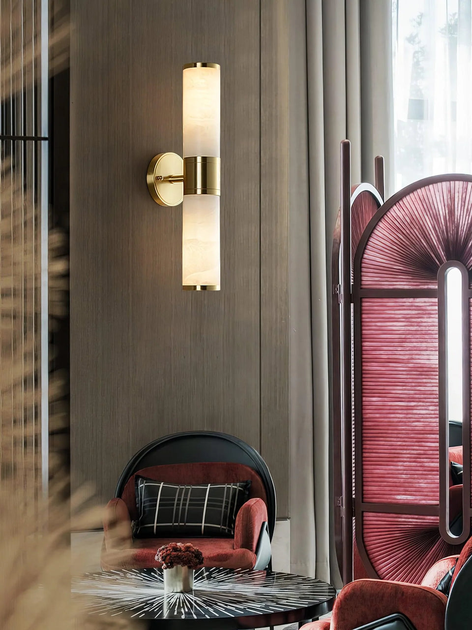 Alabaster Lampatron Cylindrical Wall Lamp