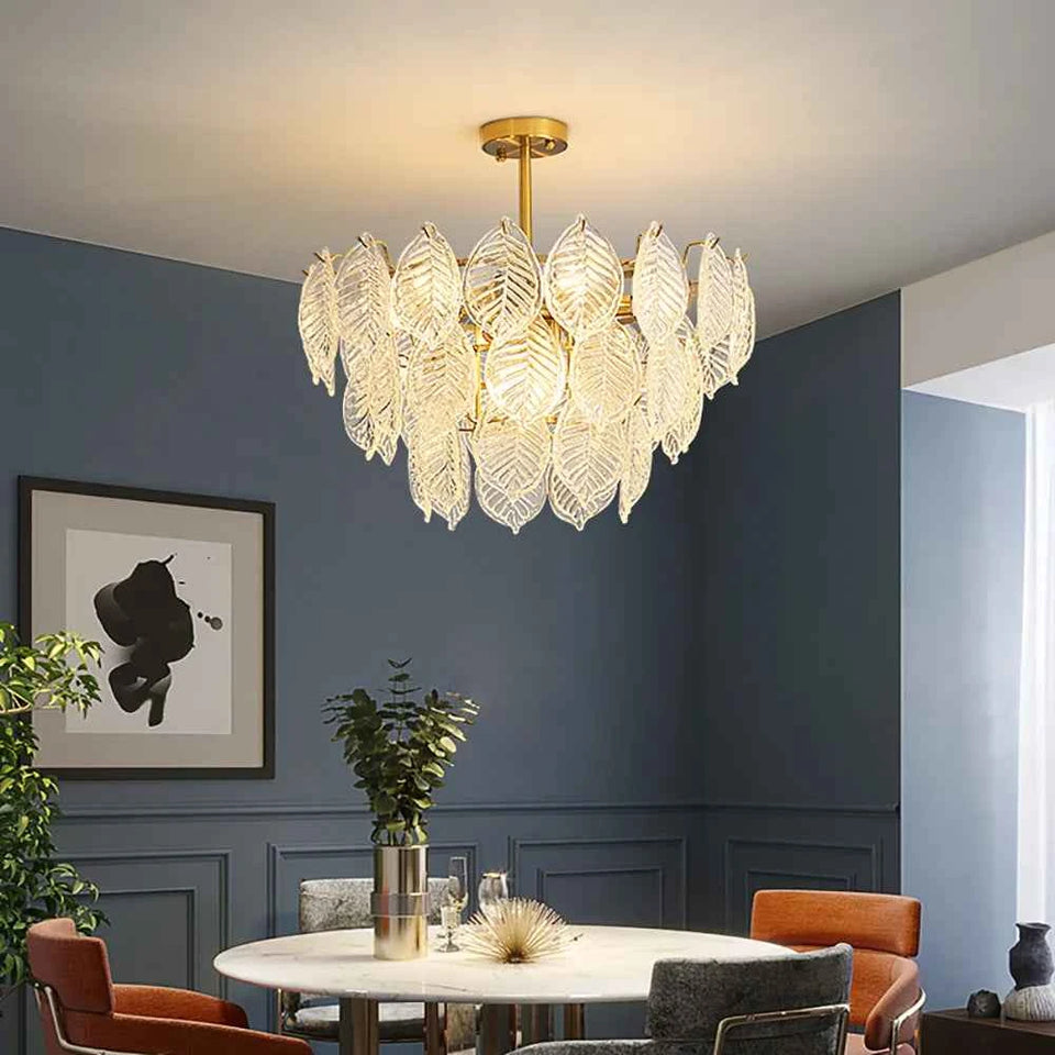 Leaf Shape Glass Modern Chandelier