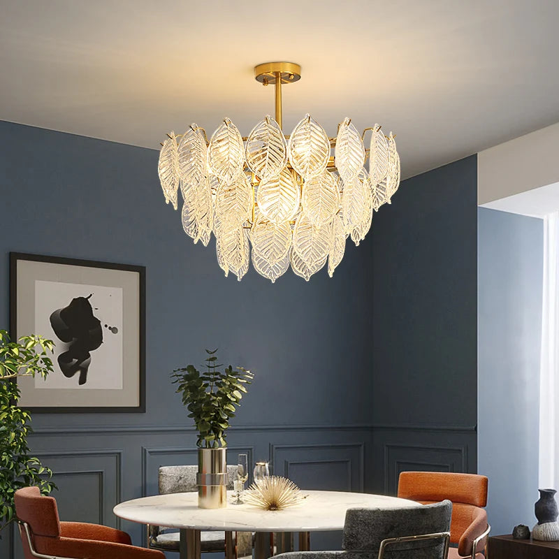 Leaf Shape Glass Modern Chandelier
