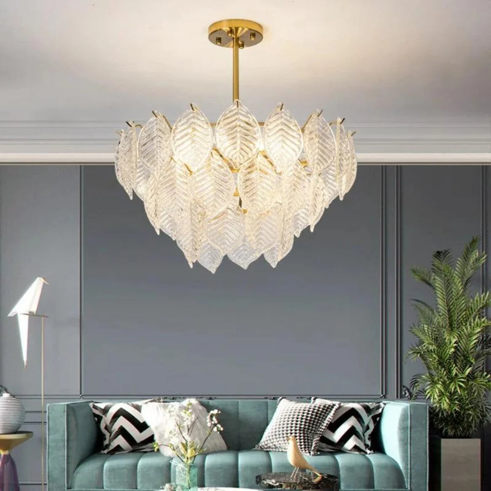 Leaf Shape Glass Modern Chandelier