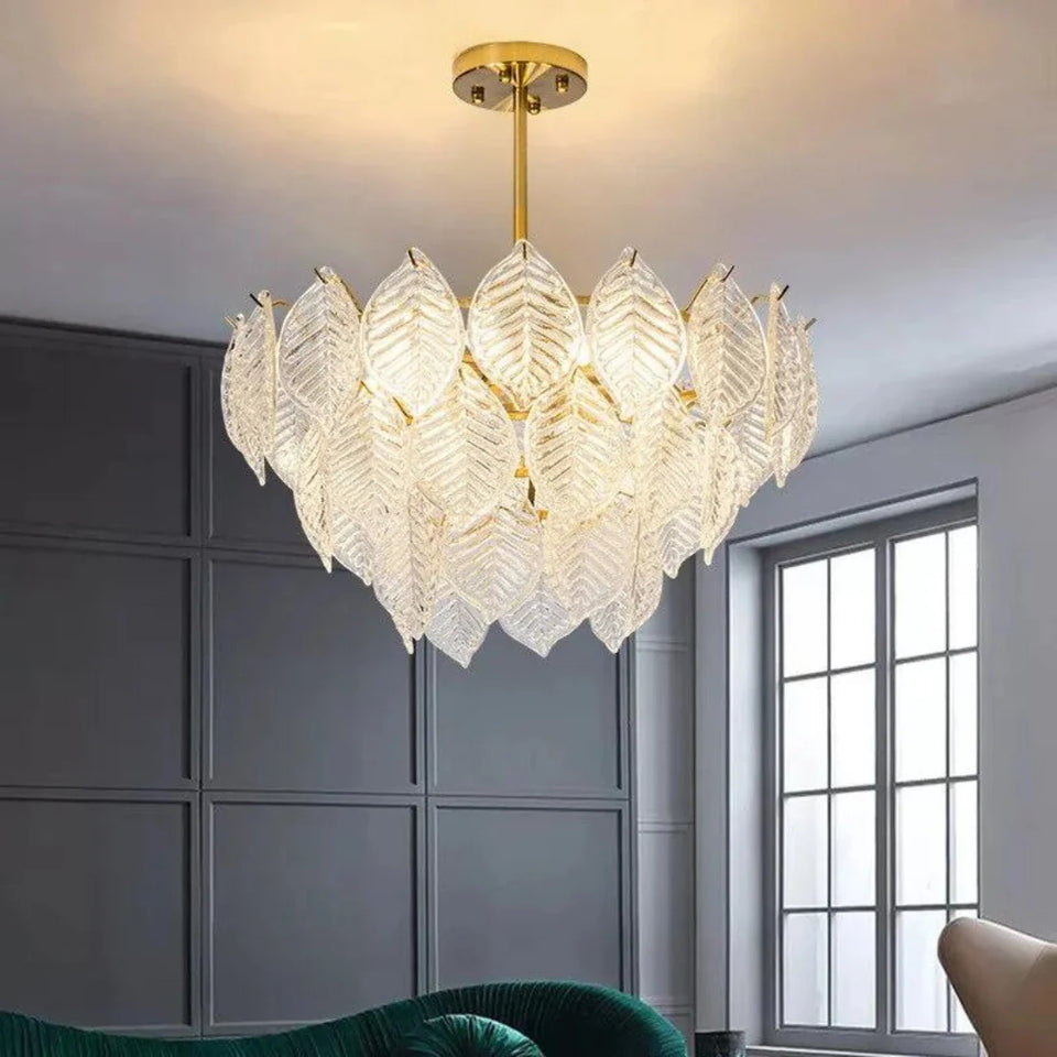 Leaf Shape Glass Modern Chandelier