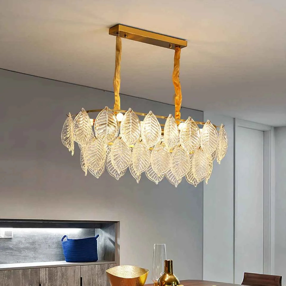 Leaf Shape Glass Modern Chandelier