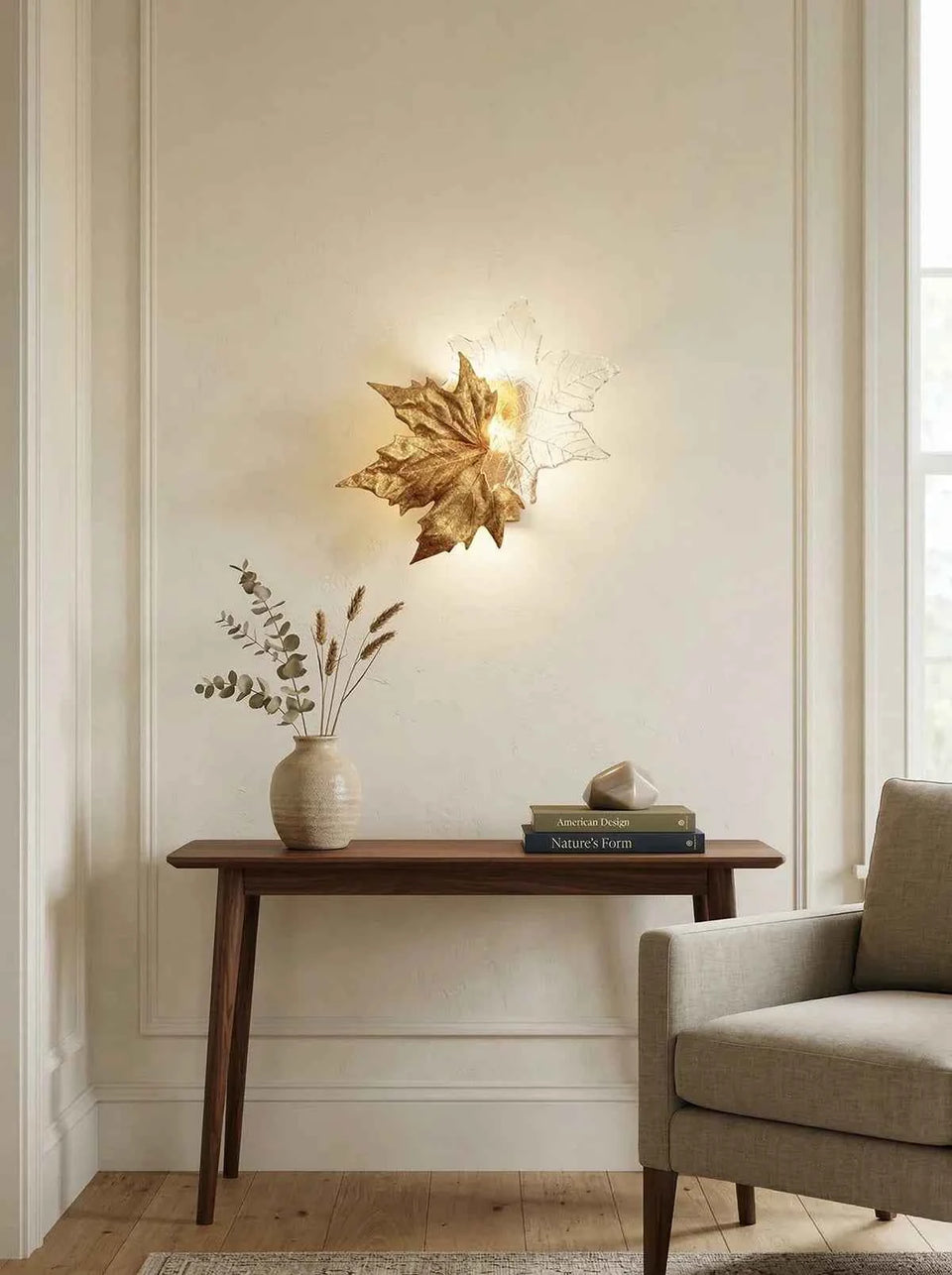 Leaf-shaped Crystal Wall Light