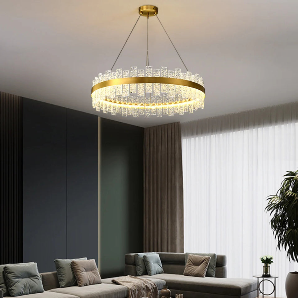 Light Luxury Round Glass Chandelier