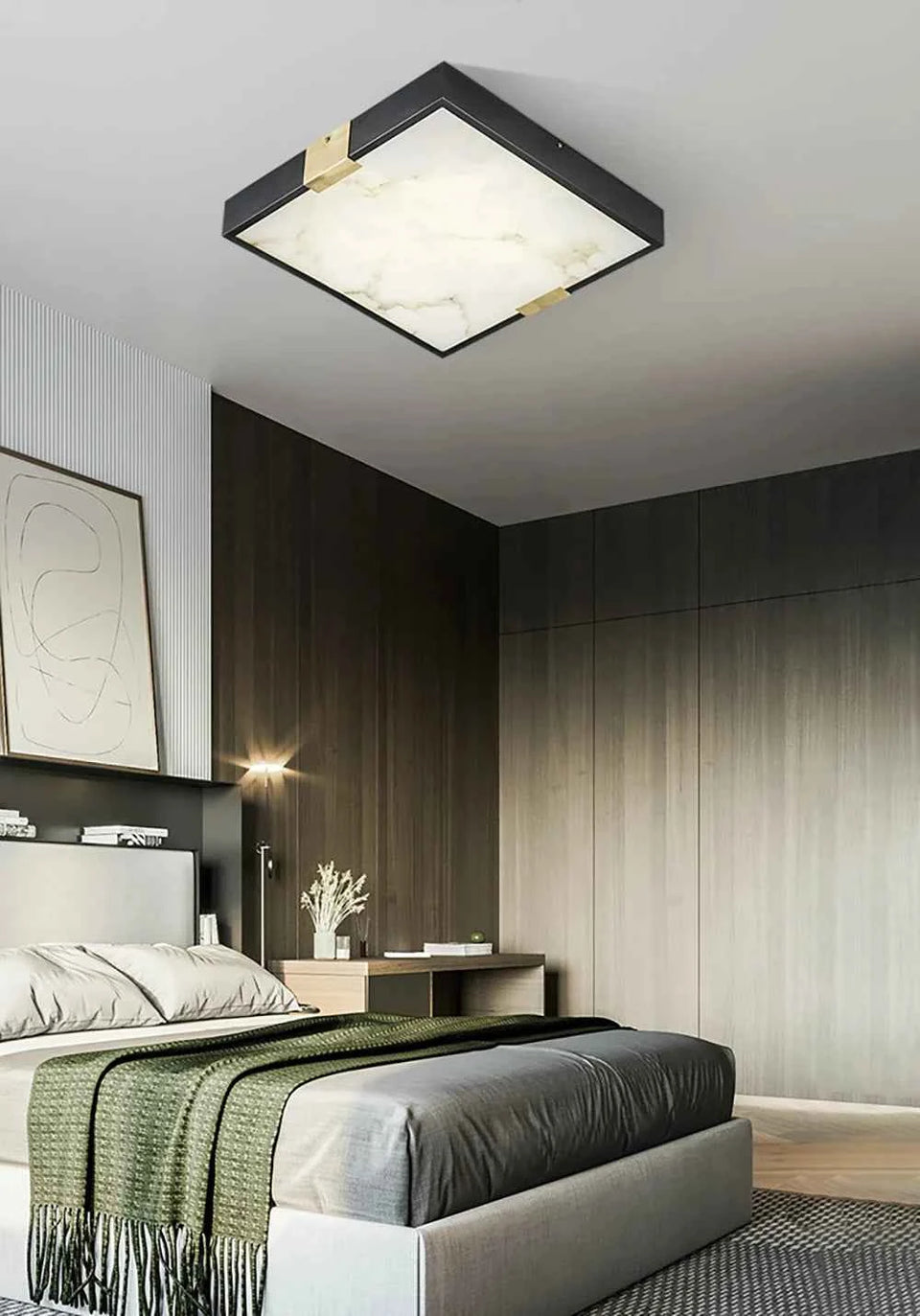 White ceiling light - back view