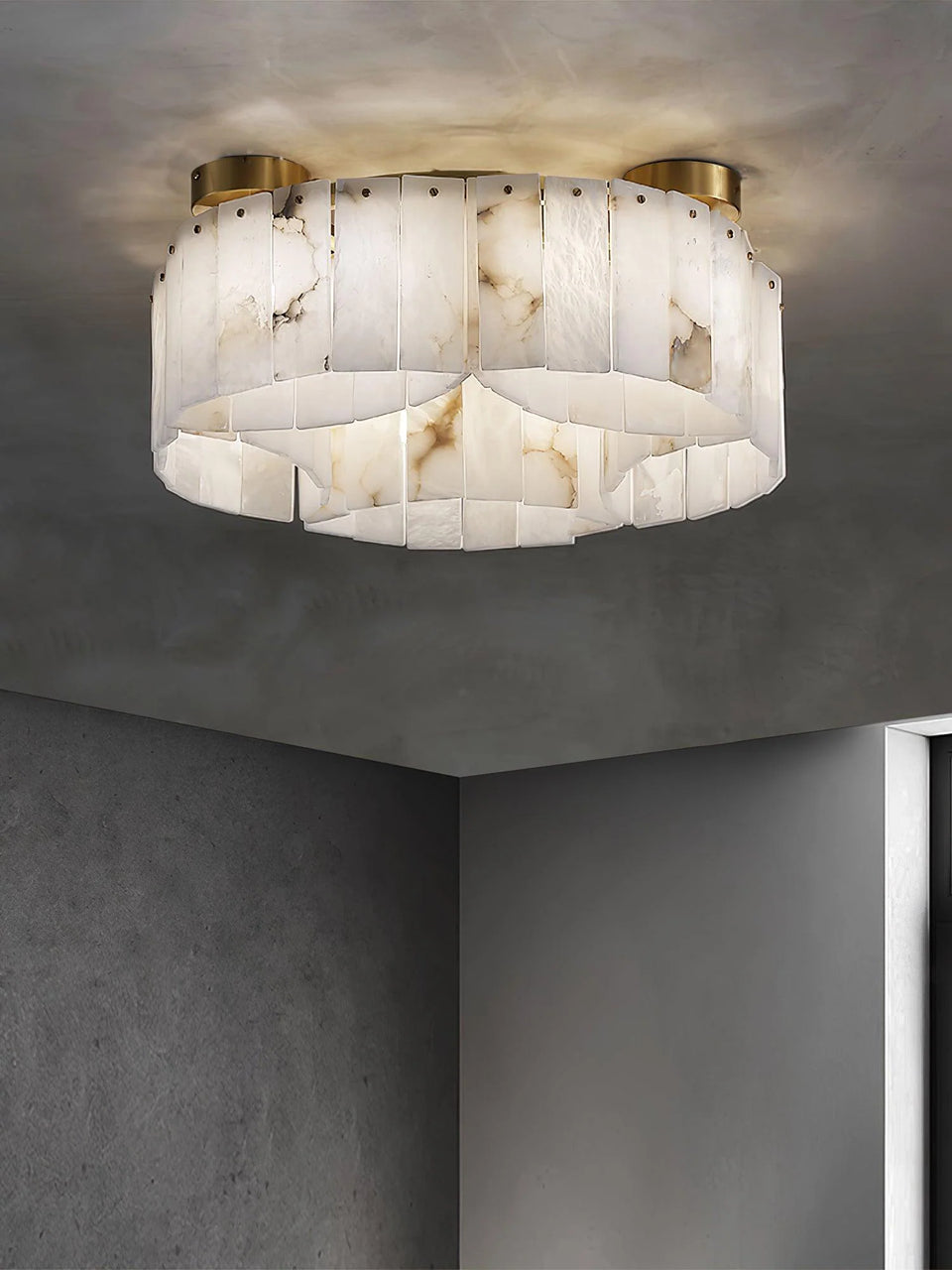 Luxe White Alabaster Ceiling Lamp