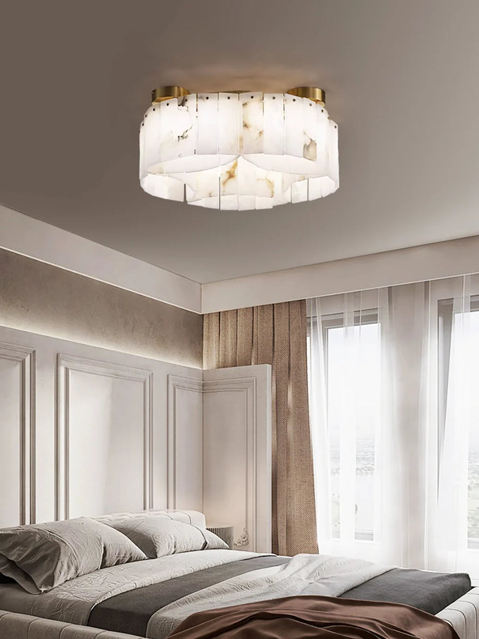 Luxe White Alabaster Ceiling Lamp