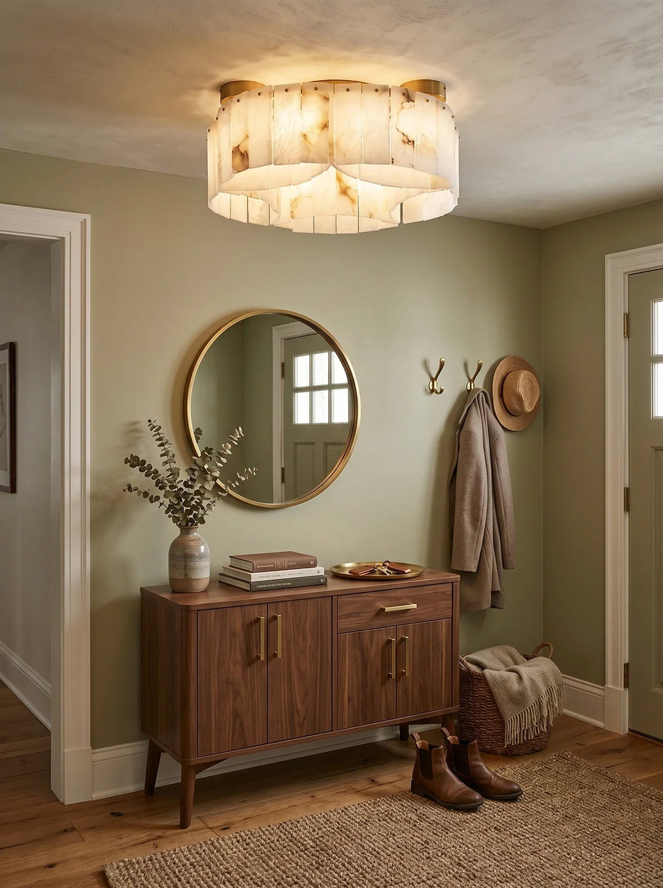 Luxe White Alabaster Ceiling Lamp