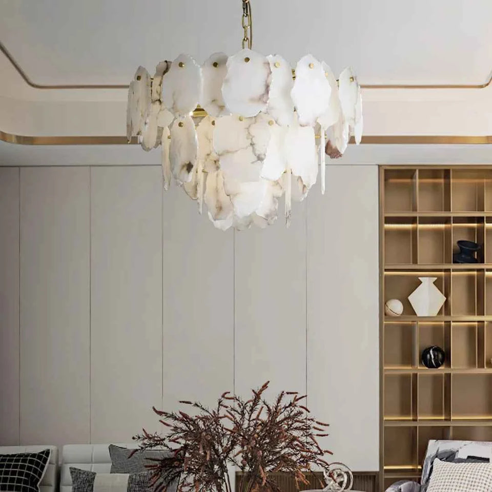 Luxury Alabaster Brass Chandelier