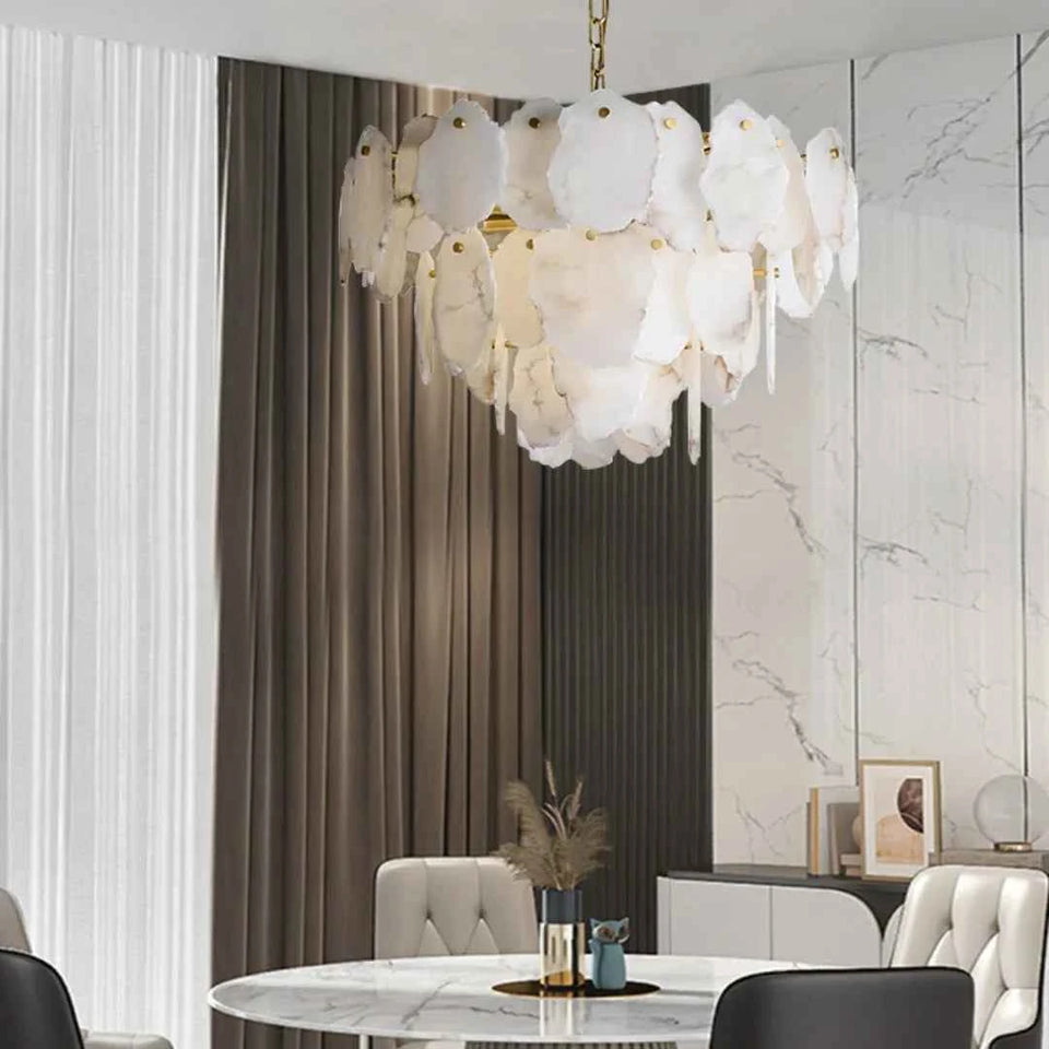 Luxury Alabaster Brass Chandelier