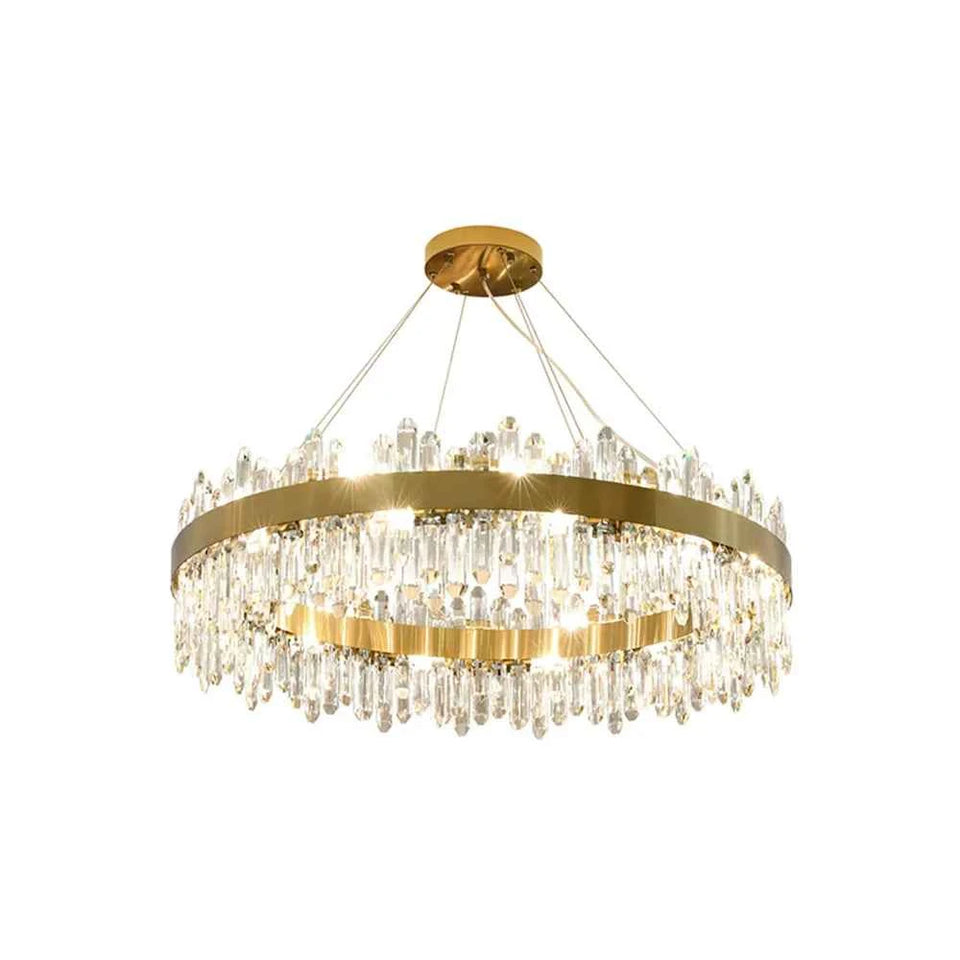 Round Luxury Crystal Column Chandelier