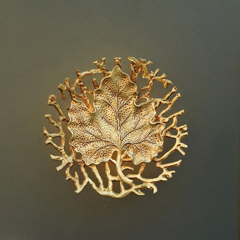Leaf-Shaped Brass Biophilic Wall Lamp