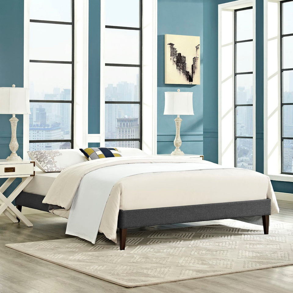 Sharon Fabric Bed Frame with Squared Tapered Legs by Modway