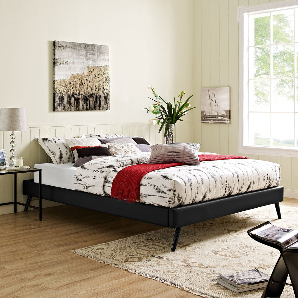 Helen Vegan Leather Bed Frame with Round Splayed Legs by Modway