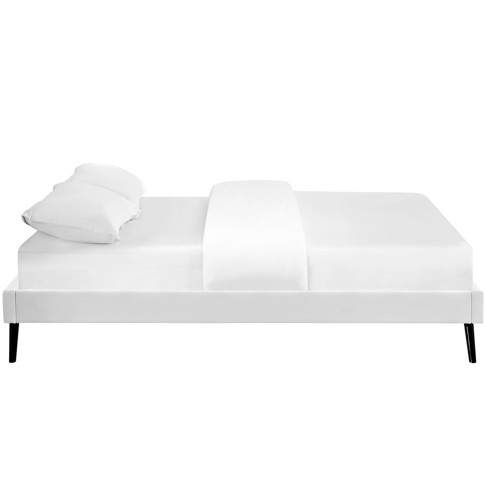 Helen Vegan Leather Bed Frame with Round Splayed Legs by Modway