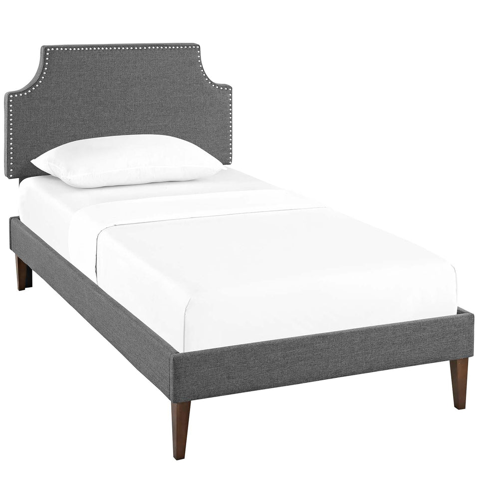 Laura Fabric Platform Bed with Squared Tapered Legs by Modway