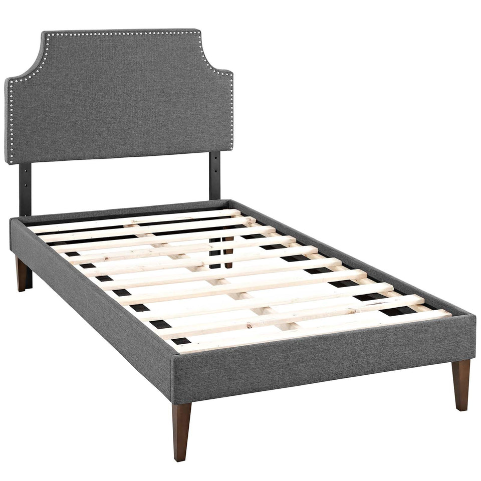 Laura Fabric Platform Bed with Squared Tapered Legs by Modway