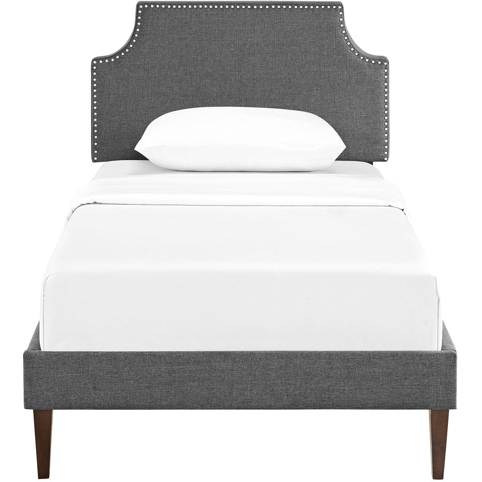Laura Fabric Platform Bed with Squared Tapered Legs by Modway