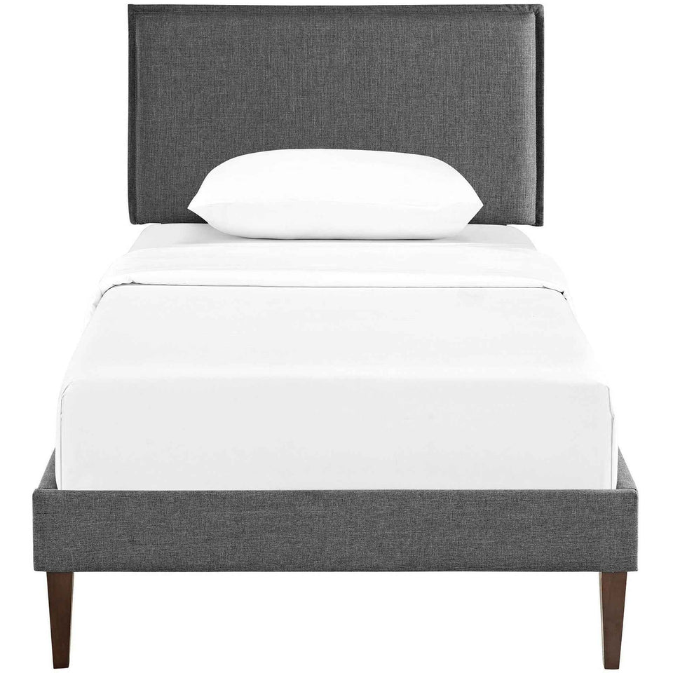 Camille Fabric Twin Platform Bed with Squared Tapered Legs by Modway