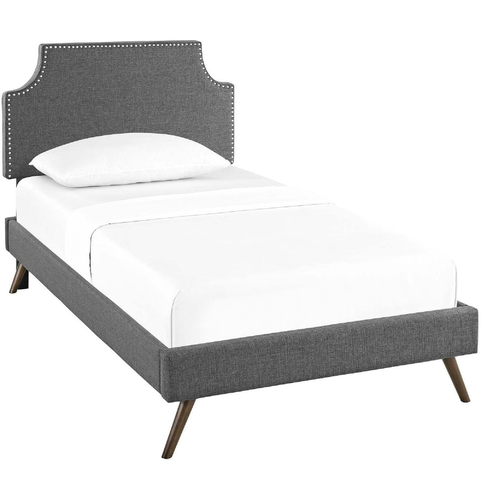 Laura Fabric Platform Bed with Round Splayed Legs by Modway