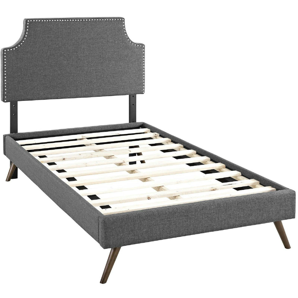 Laura Fabric Platform Bed with Round Splayed Legs by Modway