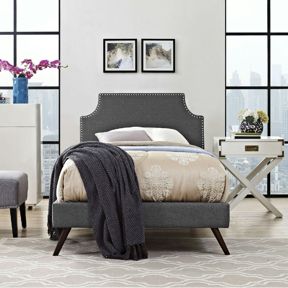 Laura Fabric Platform Bed with Round Splayed Legs by Modway
