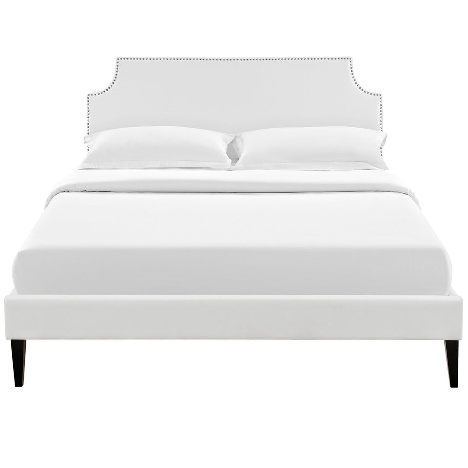 Laura Fabric Platform Bed with Squared Tapered Legs by Modway